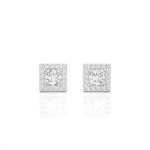 Load image into Gallery viewer, Halo Princess cut Moissanite Earrings silver