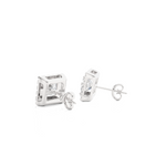 Load image into Gallery viewer, 2 Ct Princess Cut Moissanite Halo Stud Earrings In White Gold