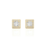 Load image into Gallery viewer, 2 Ct Princess Cut Moissanite Halo Stud Earrings In White Gold