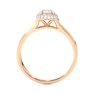 Halo Round Stone with Bead Bright Setting Moissnaite Ring rose gold
