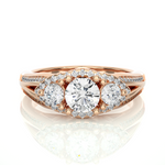 Load image into Gallery viewer, 2 Carat Moissanite Three Stone Halo Engagement Ring In White Gold