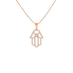 Load image into Gallery viewer, 0.50 Carat Round Cut Moissanite Hamsa Pendant in Rose Gold