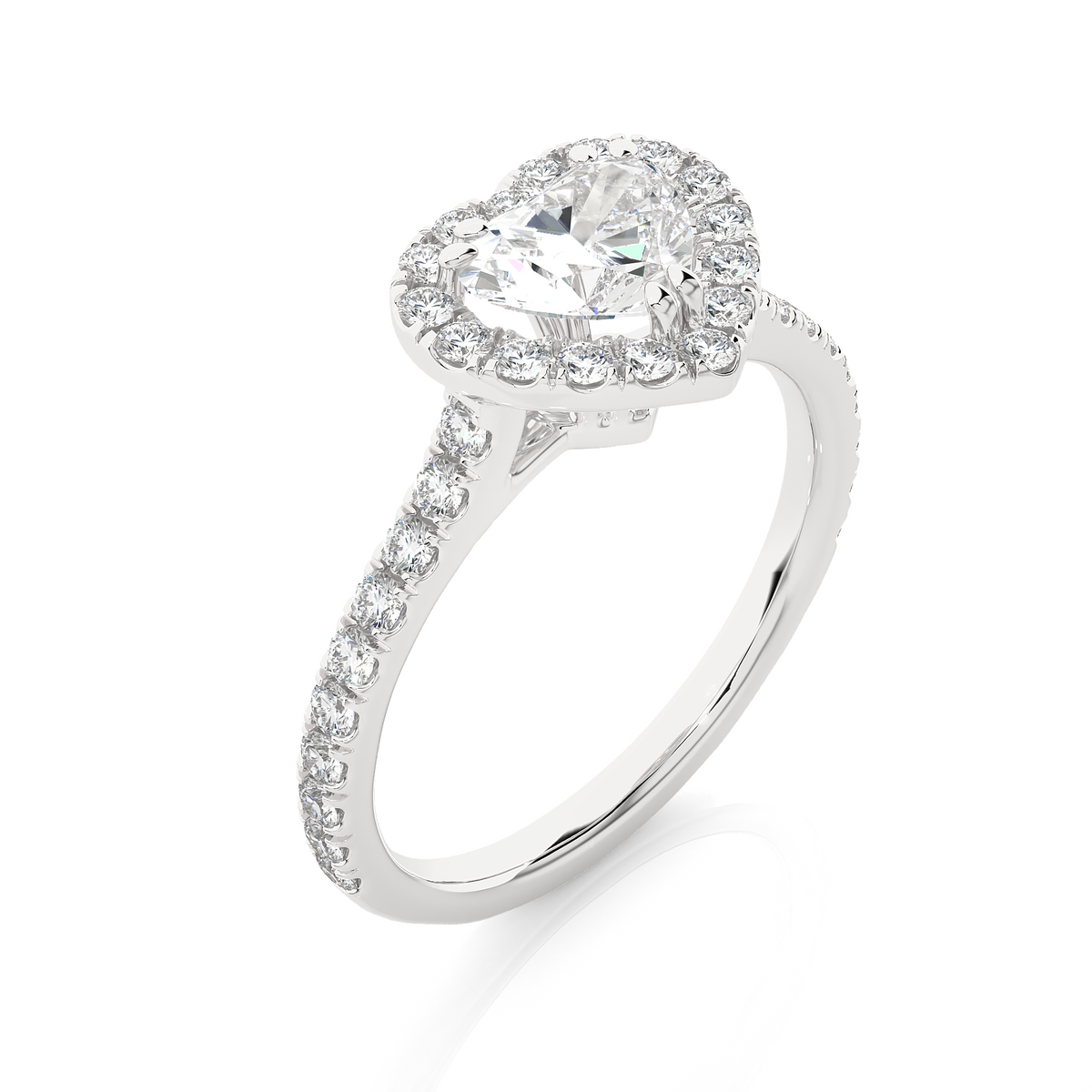 Heart stone halo with accents wedding ring white gold