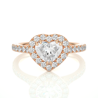 1.5carat Heart-Stone Moissanite Engagement Ring With Halo Setting in Yellow Gold