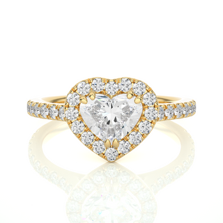 Heart-Stone Halo with Accents Wedding Ring yellow gold
