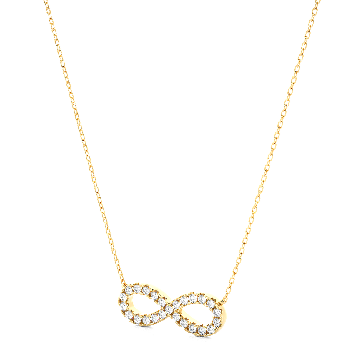 Infinity round stone moissanite pendant yellow gold