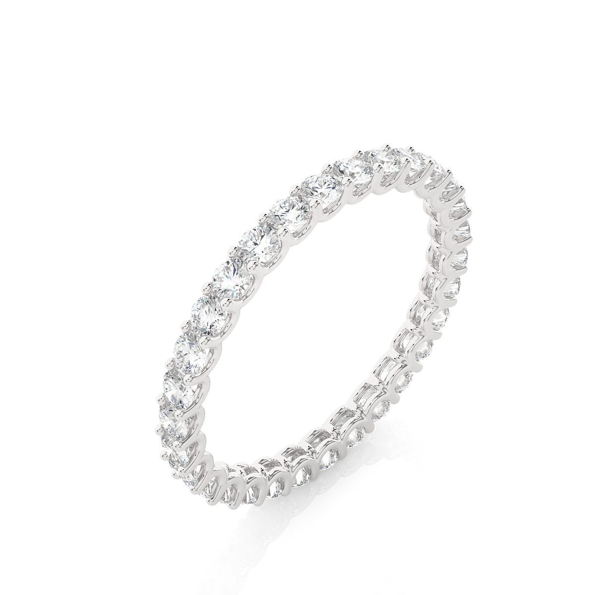 Infinty round shape moissanite ring white gold