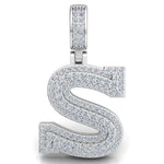 Load image into Gallery viewer, 3 Carat Round Shaped Moissanite initial "S" Pendant In White Gold