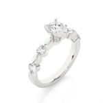 Load image into Gallery viewer, Leaf Design with Five Round Stone Moissanite Ring white gold