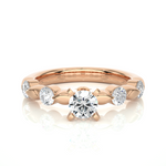 Load image into Gallery viewer, 2 Ct Round Moissanite Leaf Design Five Stone Ring In White Gold