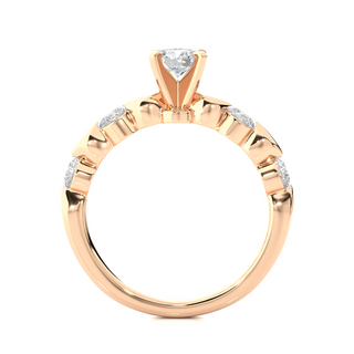 Leaf Design with Five Round Stone Moissanite Ring rose gold
