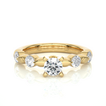 Load image into Gallery viewer, 2 Ct Round Moissanite Leaf Design Five Stone Ring In White Gold