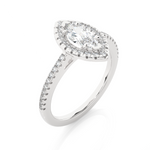 Load image into Gallery viewer, Marquise Halo with Frech V-Split Moissanite Ring silver