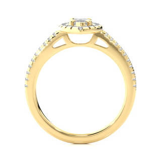 Marquise Halo with Frech V-Split Moissanite Ring yellow gold