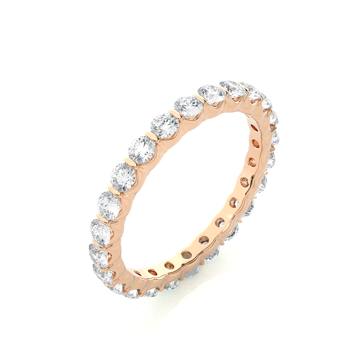 Moissanite bar setting wedding ring rose gold