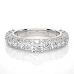 Load image into Gallery viewer, 3 Carat Round Moissanite Engagement Ring With Beads In Yellow Gold