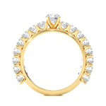 Load image into Gallery viewer, Moissanite Round Stone with Beads Engagement Ring yellow gold