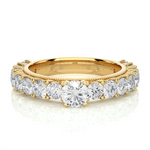 Load image into Gallery viewer, 3 Carat Round Moissanite Engagement Ring With Beads In Yellow Gold