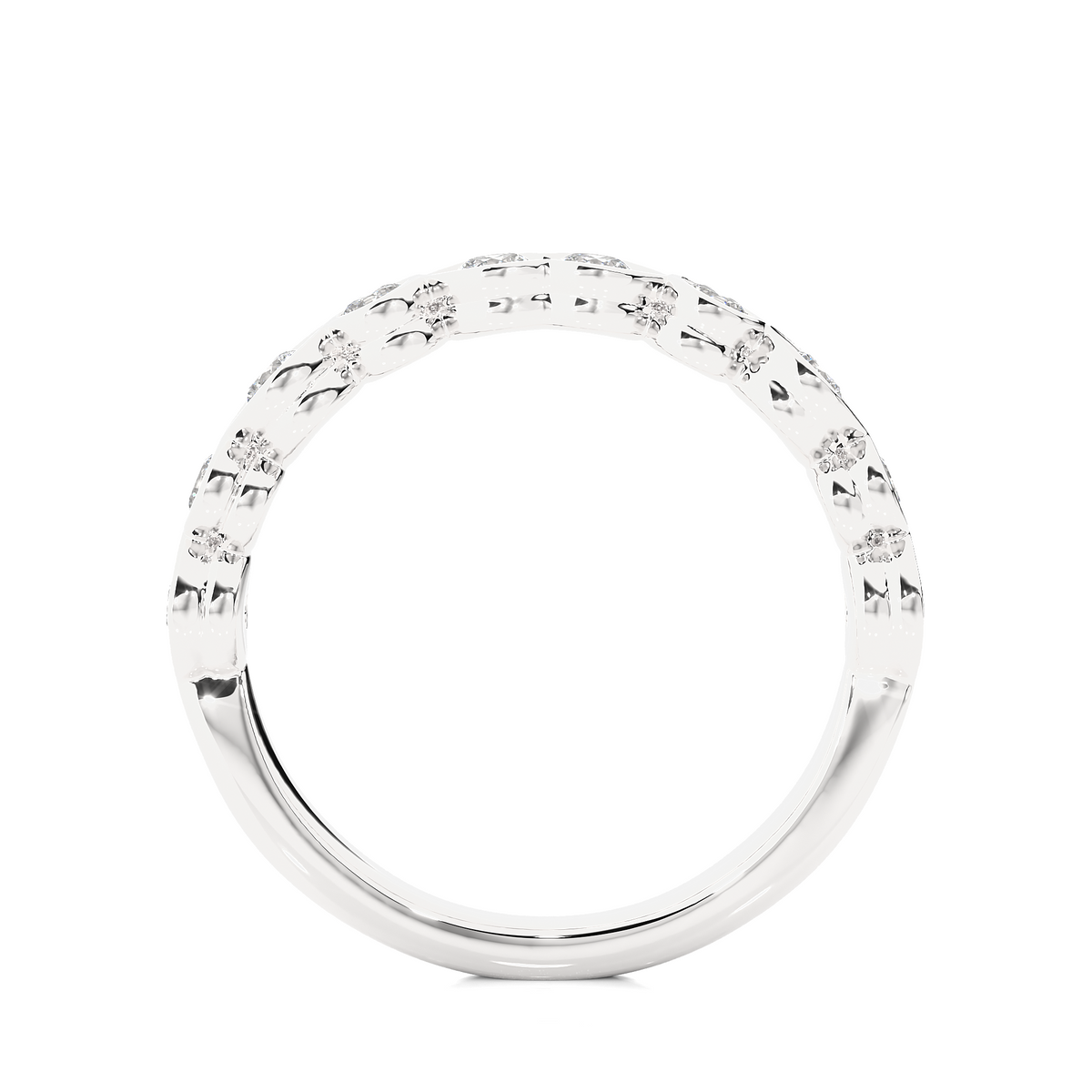 1 ct round moissanite wedding band for women in silver