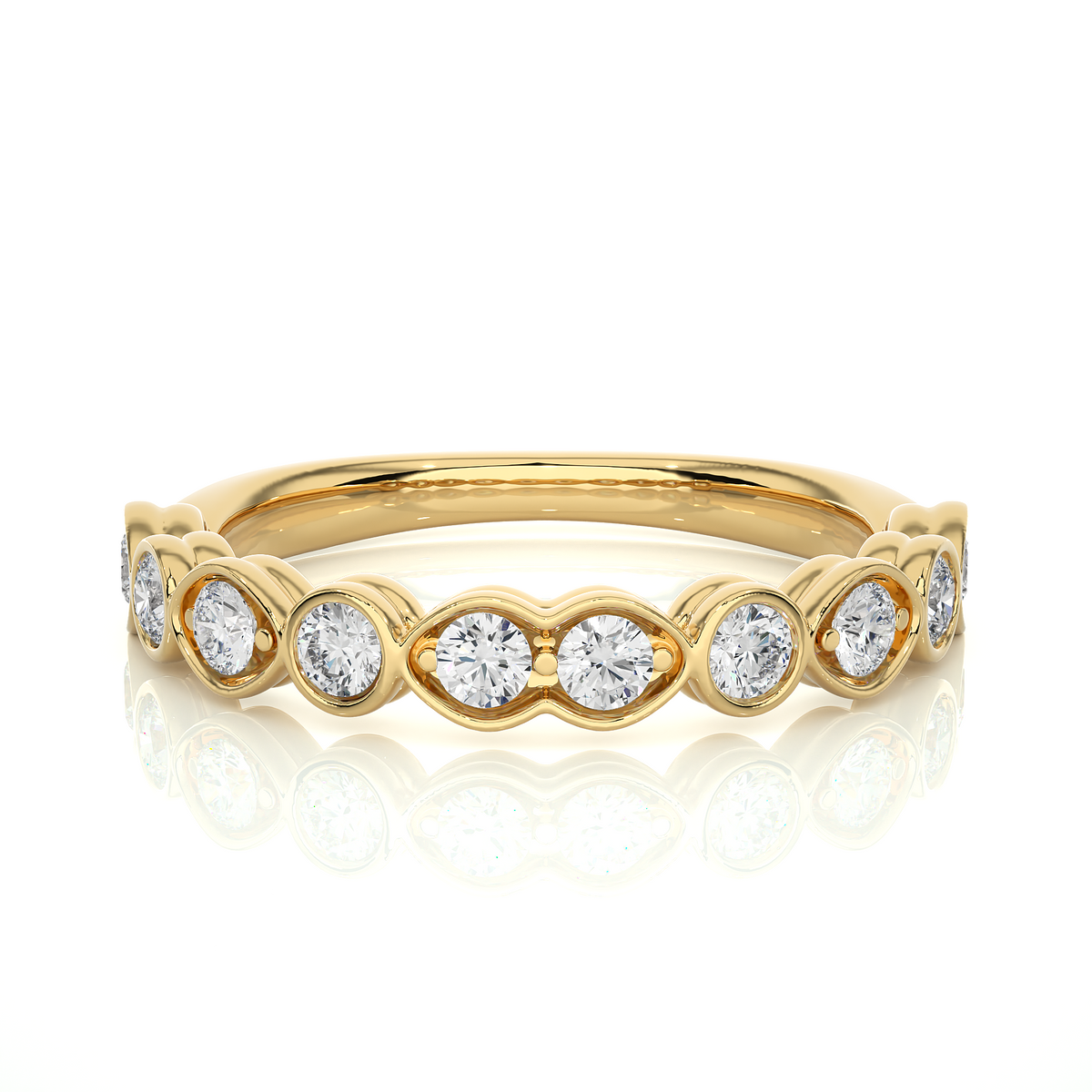 Moissanite wedding band for women yellow gold
