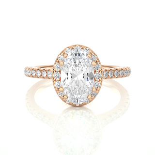 1.4 Ct Oval Shape With Accents Moissanite Engagement Ring in Yellow Gold