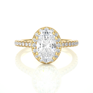 Oval Shape with Accents Moissanite Engagement Ring yellow gold