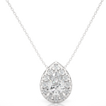 Load image into Gallery viewer, 1 Ct Pear Shaped Moissanite Halo Pendant In White Gold