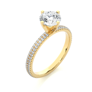 1.5 Ct Peg Head Four Prong Moissanite Engagement Ring With Accents in Yellow Gold