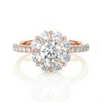 Load image into Gallery viewer, 2 Carat Round Moissanite Halo Pinched Shank Ring In White Gold