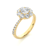 Load image into Gallery viewer, Pinched Shank Flower Design Moissnaite Ring yellow gold