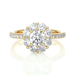 Load image into Gallery viewer, 2 Carat Round Moissanite Halo Pinched Shank Ring In White Gold