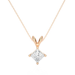Load image into Gallery viewer, 0.5 Carat Princess Cut Solitaire Moissanite Pendant in Rose Gold