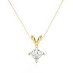 Load image into Gallery viewer, 0.5 Carat Princess Shaped Moissanite Solitaire Pendant in Yellow Gold