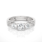 Load image into Gallery viewer, 1 Carat Princess And Round Moissanite Three Stone Ring In White Gold
