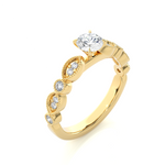 Load image into Gallery viewer, 2 Carat Round Moissanite Beads Setting Wedding Ring In Yellow Gold