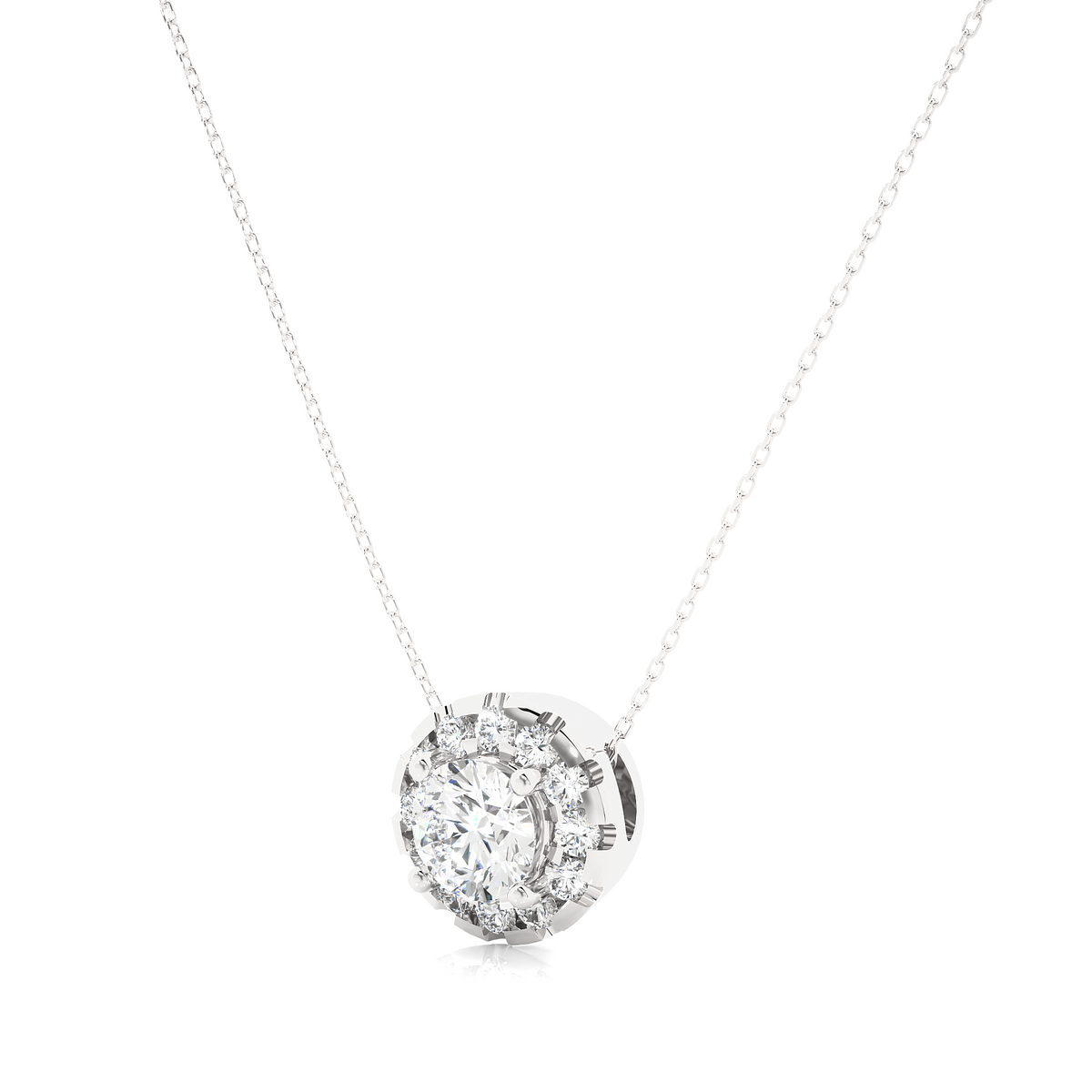 Round shape slim scallop pendat white gold