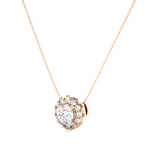 Load image into Gallery viewer, 0.50 Carat Slim Scallop Halo Round Moissanite Pendant In Rose Gold