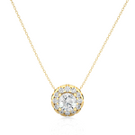 Load image into Gallery viewer, 0.50 Cat Slim Scallop Halo Round Moissanite Pendant In Yellow Gold