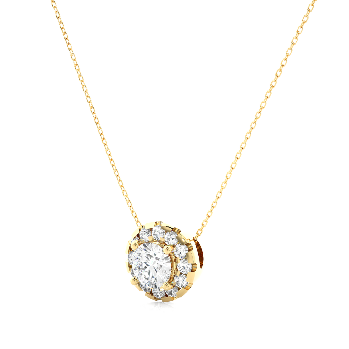 Round shape slim scallop pendat yellow gold