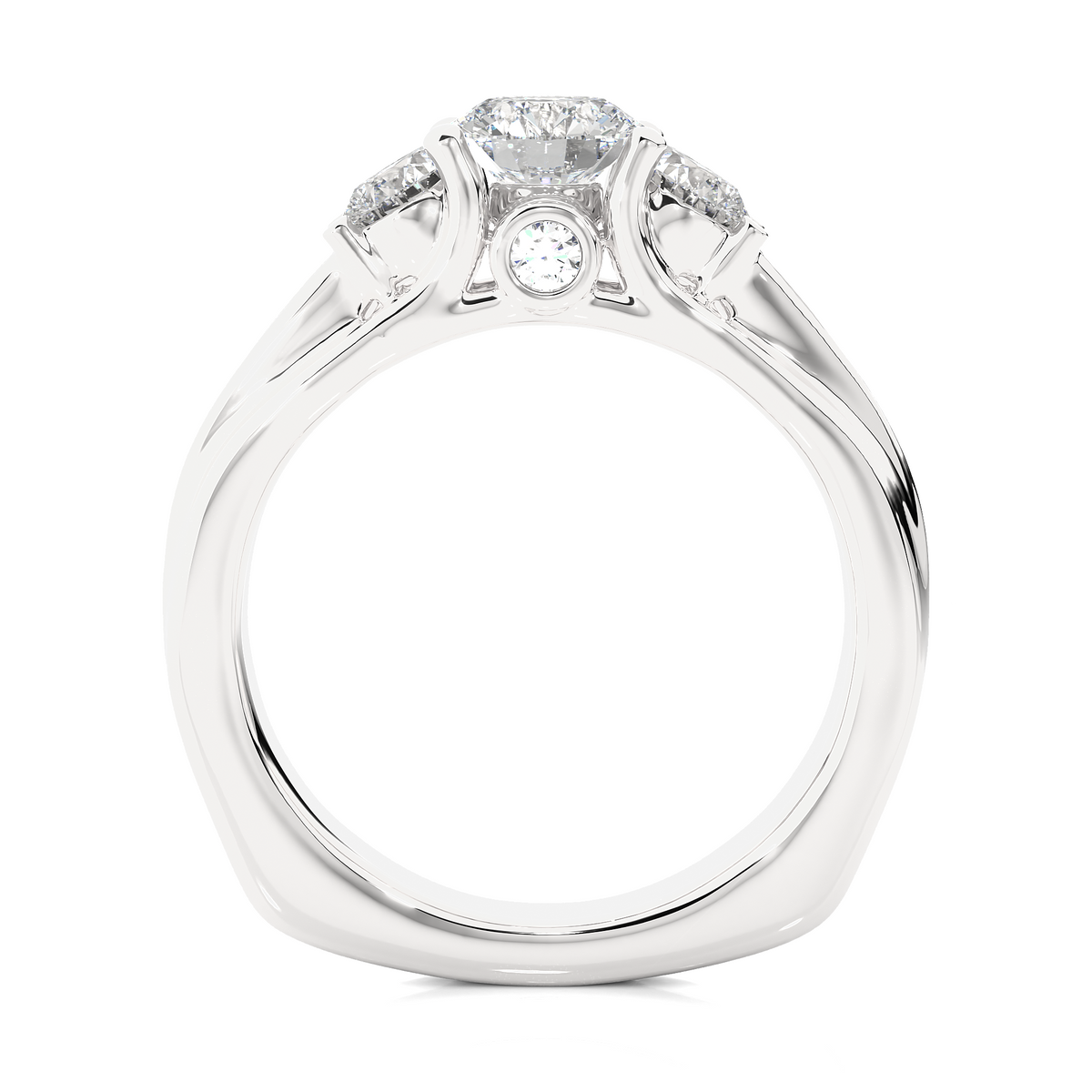 Round stone bridge setting moissnaite ring silver