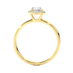Load image into Gallery viewer, Round Stone Halo with Plain Band Moissanite Ring yellow gold