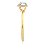 Load image into Gallery viewer, Round Stone Halo with Plain Band Moissanite Ring yellow gold
