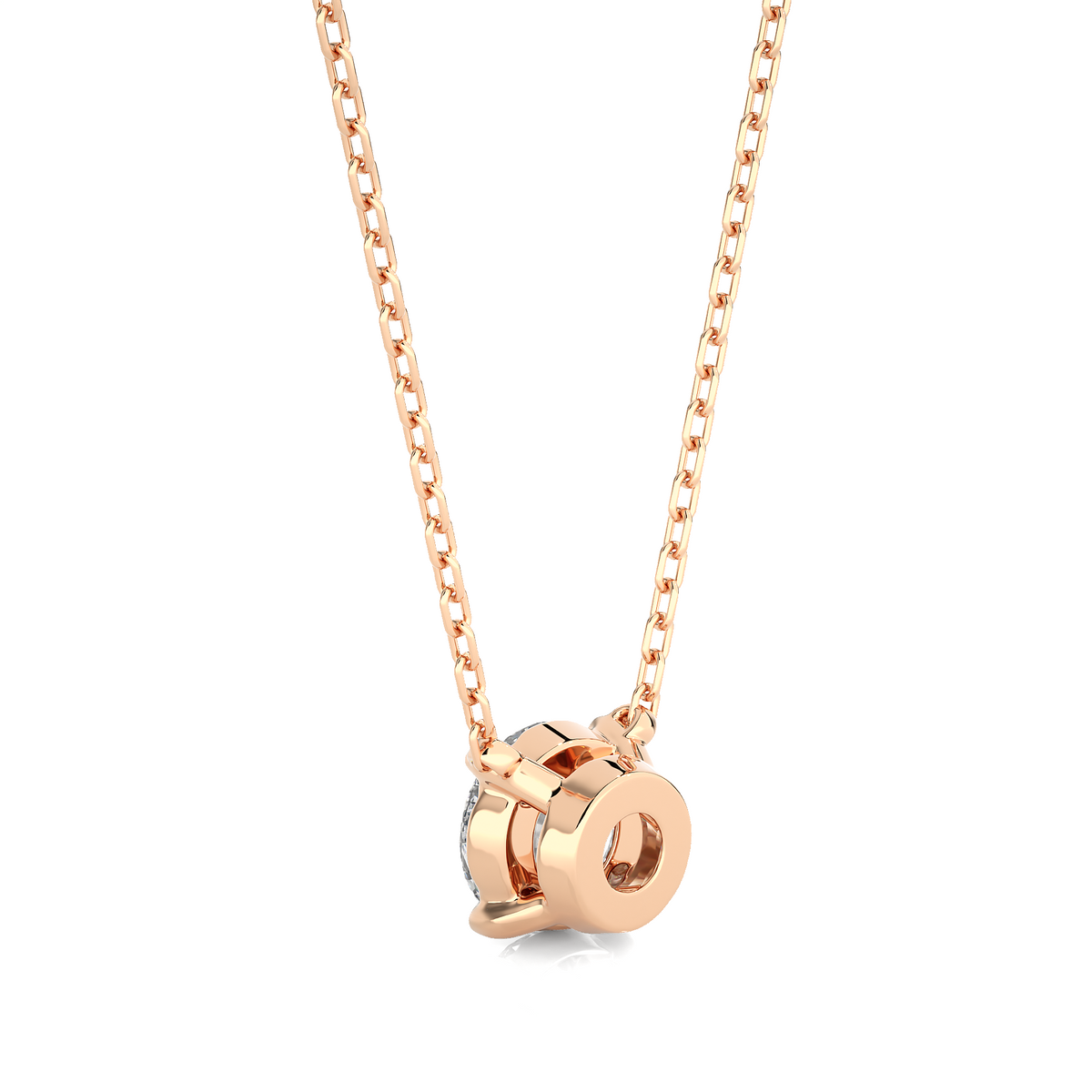 1 carat round moissanite solitaire pendant in rose gold