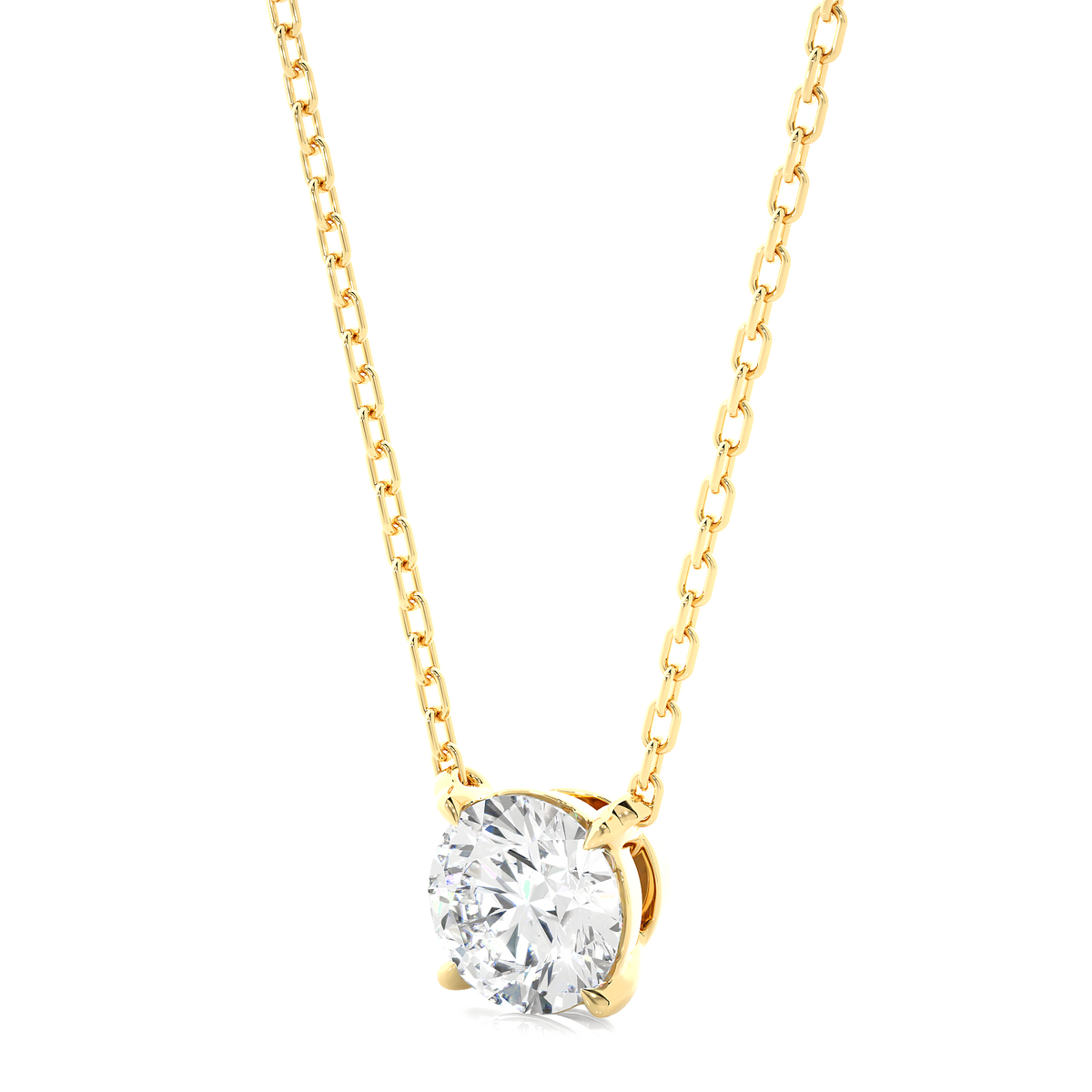 1 carat round moissanite solitaire pendant in yellow gold