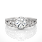 Load image into Gallery viewer, 1.50 Carat Round Moissanite Split Shank Halo Engagement Ring In Yellow Gold