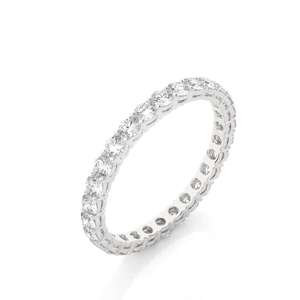 Round stone surface prong moissanite ring white gold