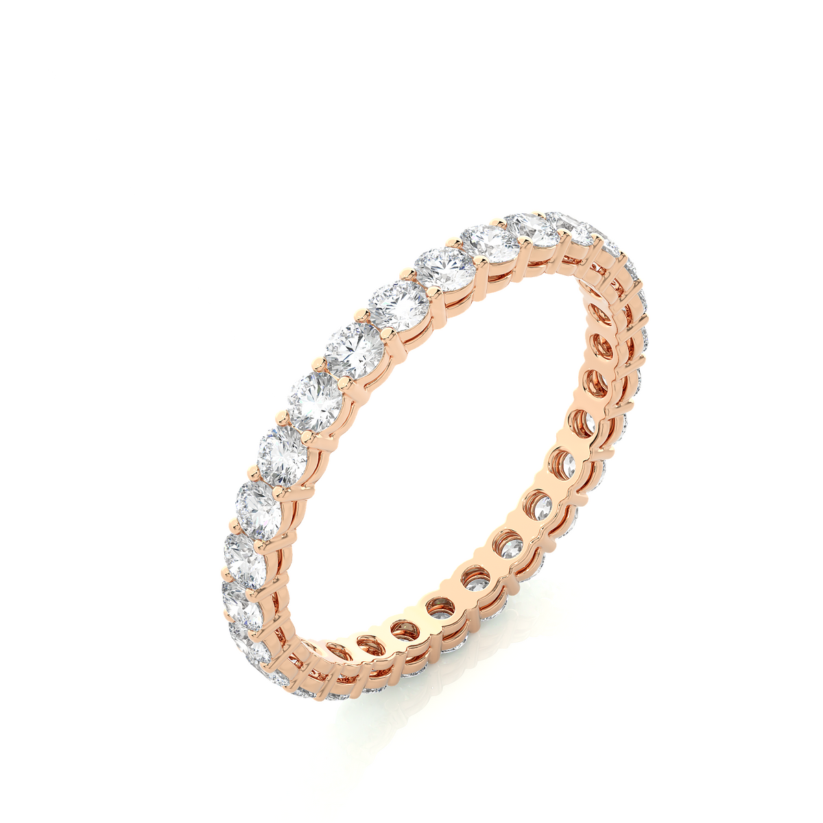 Round stone surface prong moissanite ring rose gold