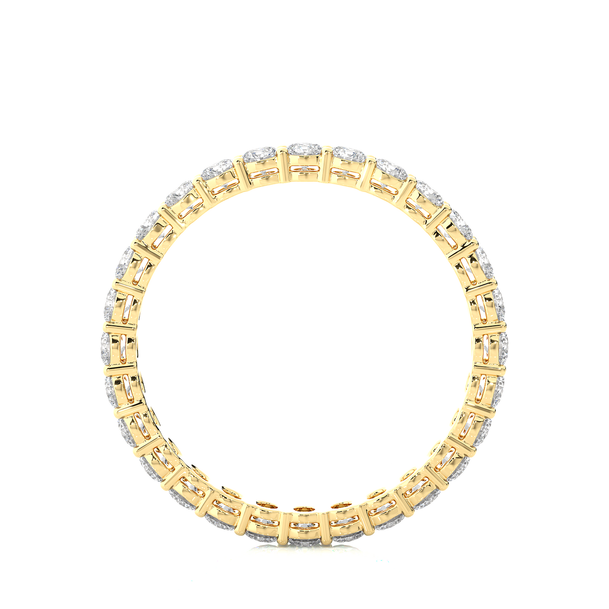 Round stone surface prong moissanite ring yellow gold