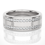 Load image into Gallery viewer, 1 Ct Round Moissanite Two Row Wedding Band In Silver