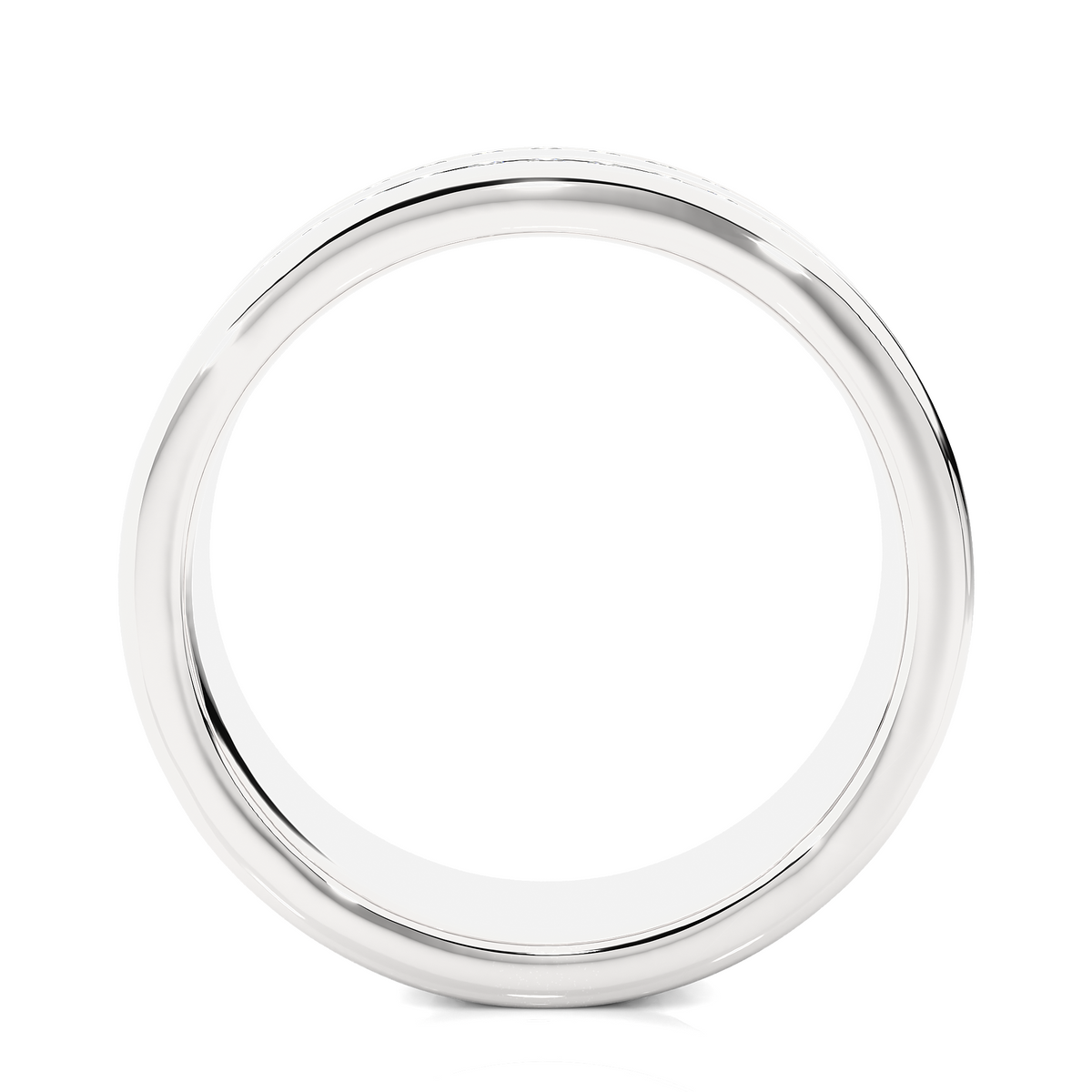 Round stone two row moissanite ring white gold